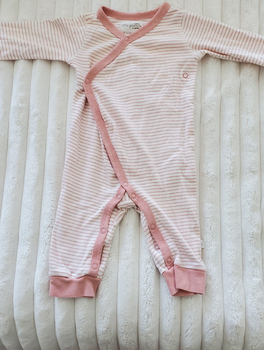 Carter's Organic Cotton Pink Striped Baby Snap Romper Onesie